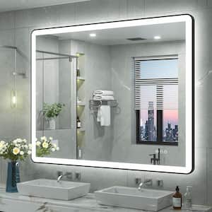 48 in. W x 40 in. H Rectangular Framed Front & Back LED Lighted Anti-Fog Wall Bathroom Vanity Mirror in Tempered Glass