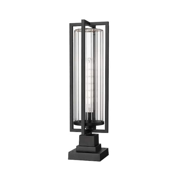 Unbranded Aura 27 in. 1-Light Black Aluminum Hardwired Outdoor Marine Grade Pier Mount-Light with No Bulbs Included