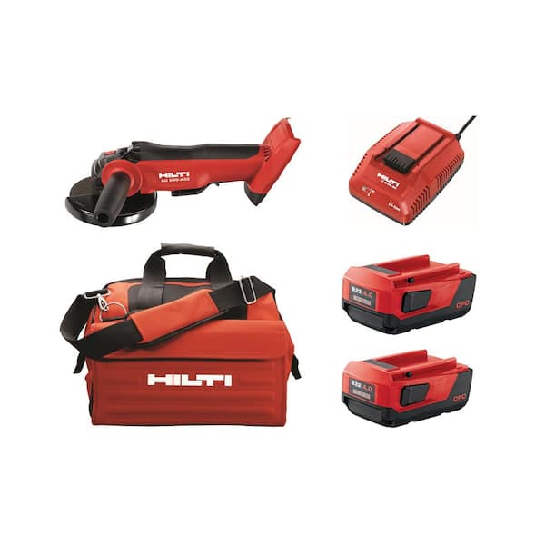 Hilti AG 500 22-Volt Cordless Brushless 5 in. Angle Grinder Kit with (2) 4.0 Lith-Ion Batteries, Charger, Flange and Bag