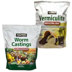 8 Qt. Premium Horticultural Vermiculite for Indoor Plants and 4 Qt. Worm Castings Premium Soil Conditioner