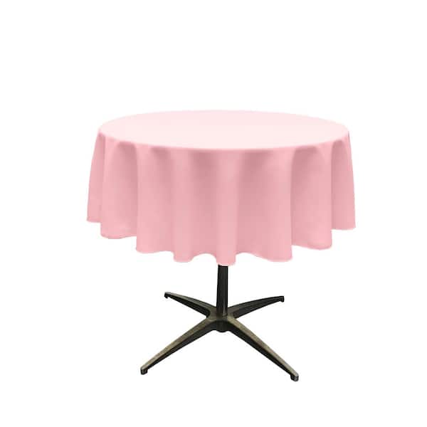 LA Linen 58 in. Round Light Pink Polyester Poplin Tablecloth