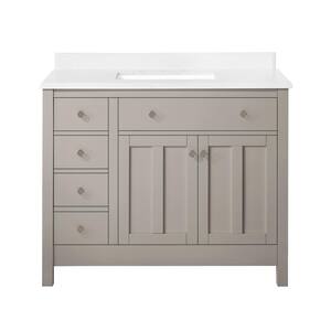 Hillside 42 in. Bath Vanity in Sharky Gray with Cultured Marble Vanity Top in White with White Basin