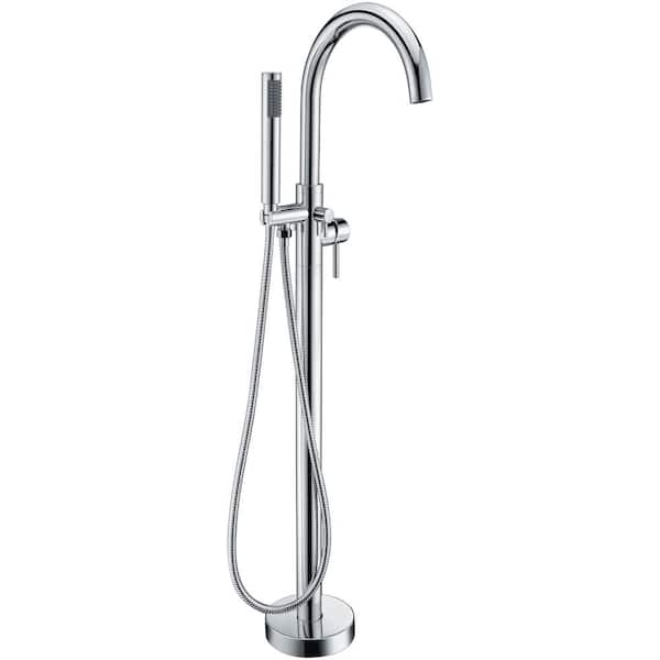 ANZZI Kros Series 2-Handle Freestanding Claw Foot Tub Faucet with Hand Shower in Polished Chrome