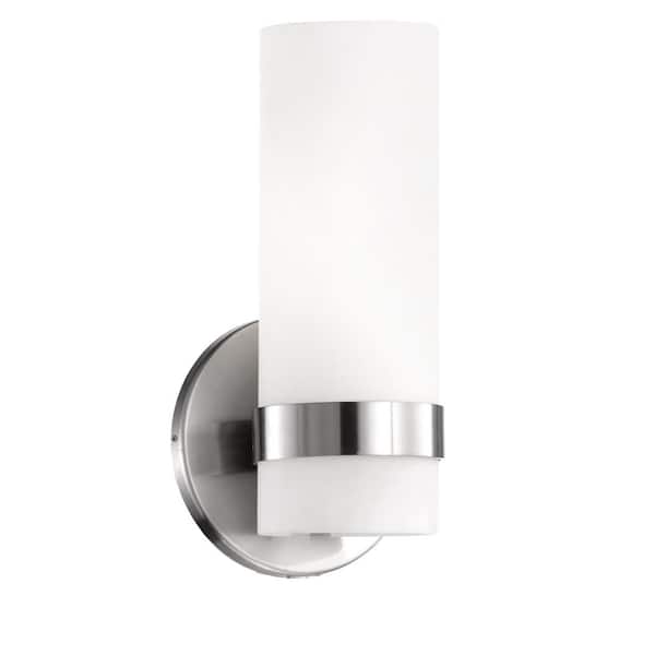 KUZCO Milano 9 in. 1-Light 9-Watt Brushed Nickel Integrated LED Wall Sconce