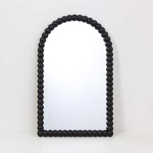 20 in. x 32 in. Denise, Black Wood Large Beaded Decorative Arched Mirror