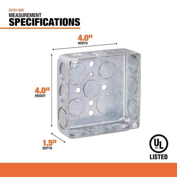 Southwire 4 in. W x 1-1/2 in. D Steel Metallic Drawn Square Box