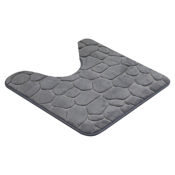 EVIDECO French home goods Dark Grey 3D Pebbles 20 in. x 20 in. Memory Foam Contour Bath Mat