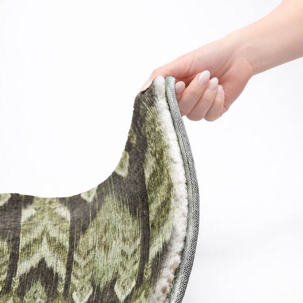 Dream Shag Premium Machine Washable Abstract ADS812 Olive 3 ft. x 4 ft. Area Rug