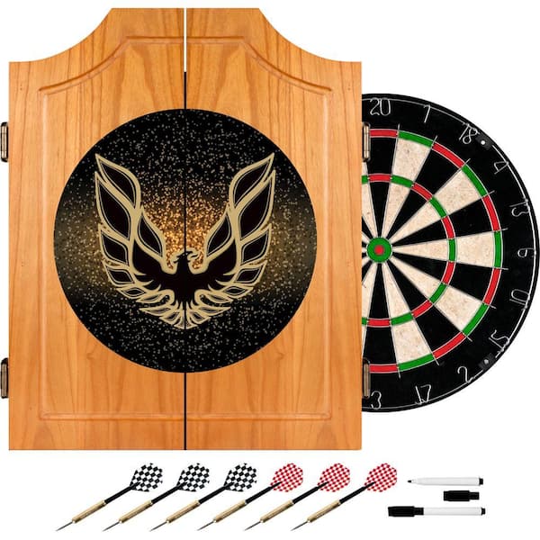 Trademark Pontiac Firebird Black Wood Finish Dart Cabinet Set