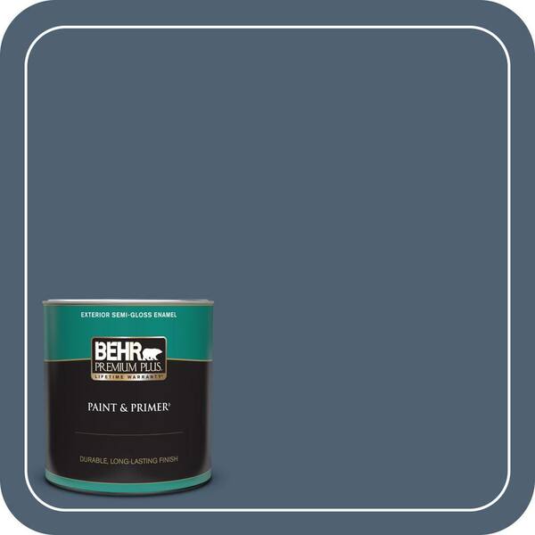 BEHR PREMIUM PLUS 1 qt. #PPU14-19 English Channel Semi-Gloss Enamel Exterior Paint & Primer