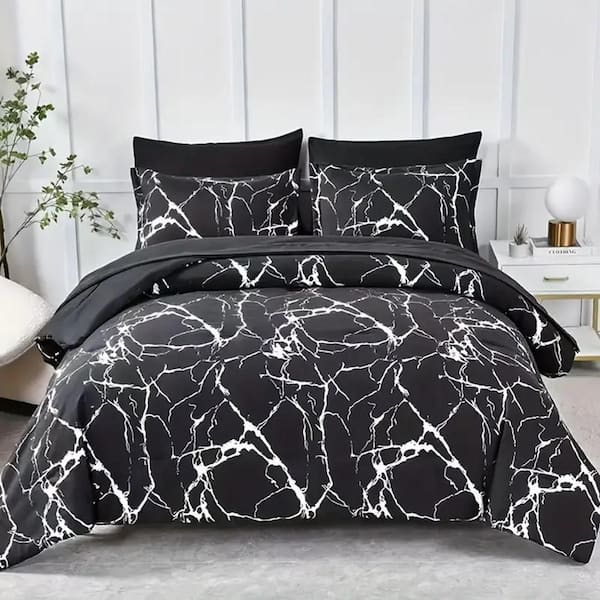 Delicate silhouette King 3 Piece Comforter Set, Cotton and Microfiber Filling, Luxury Breathable Bed Set for All Seasons
