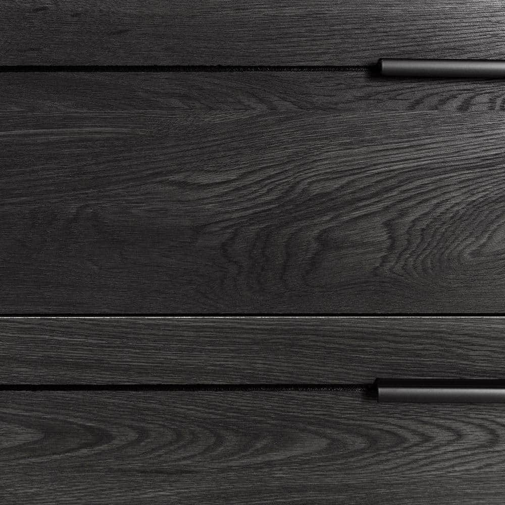 Modern Gray Oak 2-Drawer Nightstand with Sleek Metal Handles