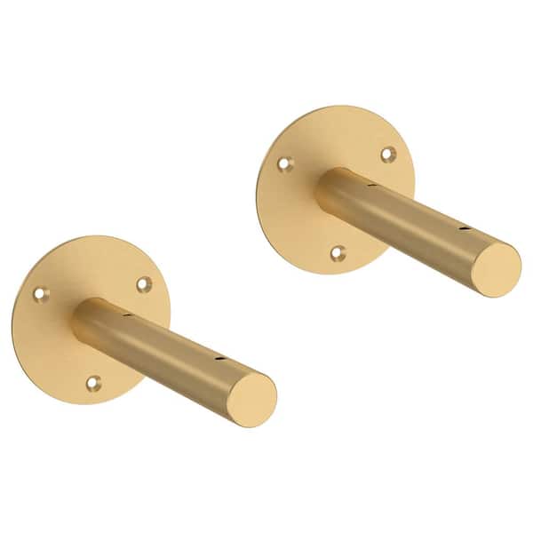 Liberty 6 in. Painted Brushed Brass Steel Post Style Decorative Shelf Bracket (2-Pack)