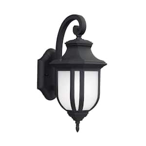 Childress 1-Light Black Outdoor 14.625 in. Wall Lantern Sconce