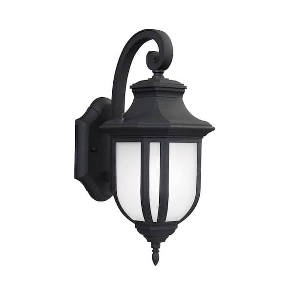 Generation Lighting Childress 1-Light Black Outdoor 14.625 in. Wall Lantern Sconce