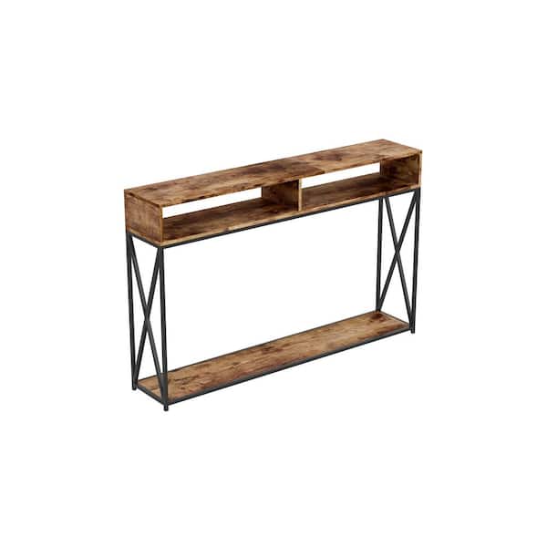 Unbranded Safdie and Co. 47.25 in. Reclaimed Wood Rectangle Wood Console Table with-Shelves