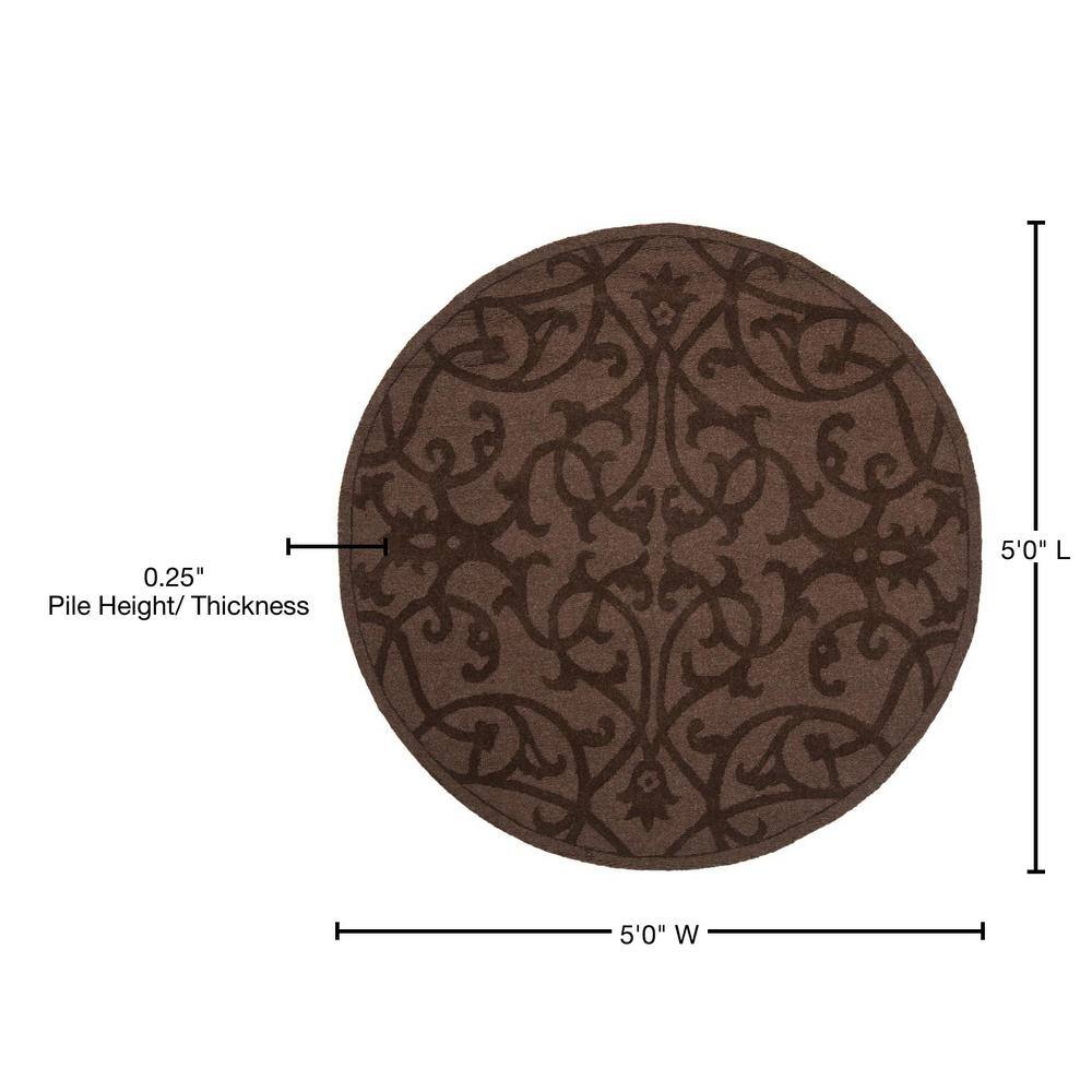 Handmade Round Gray Wool Tufted Area Rug