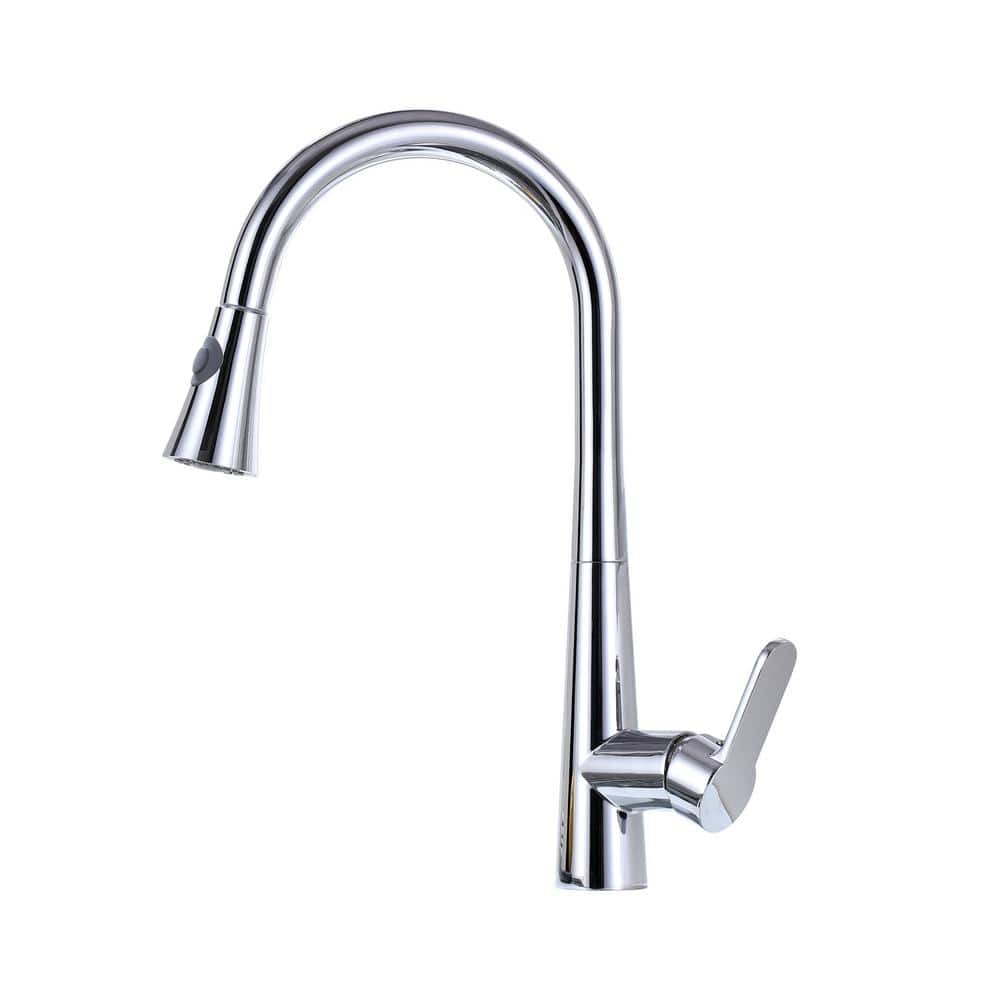 Single Handle Pull Down Sprayer Kitchen Faucet in Chrome with CUPC Certification in Stainless Steel -  Maincraft, L80006T