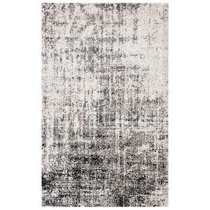 Adirondack Silver/Black Doormat 3 ft. x 4 ft. Distressed Area Rug