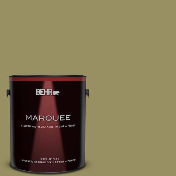 BEHR MARQUEE 1 gal. #390F-6 Tate Olive Flat Exterior Paint & Primer