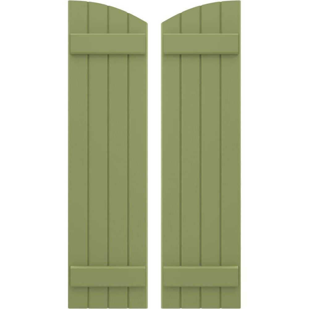 14 in. W x 33 in. H Americraft Exterior Real Wood Joined Board and Batten Shutters with Elliptical Top Moss Green price history on PriceWatchPro