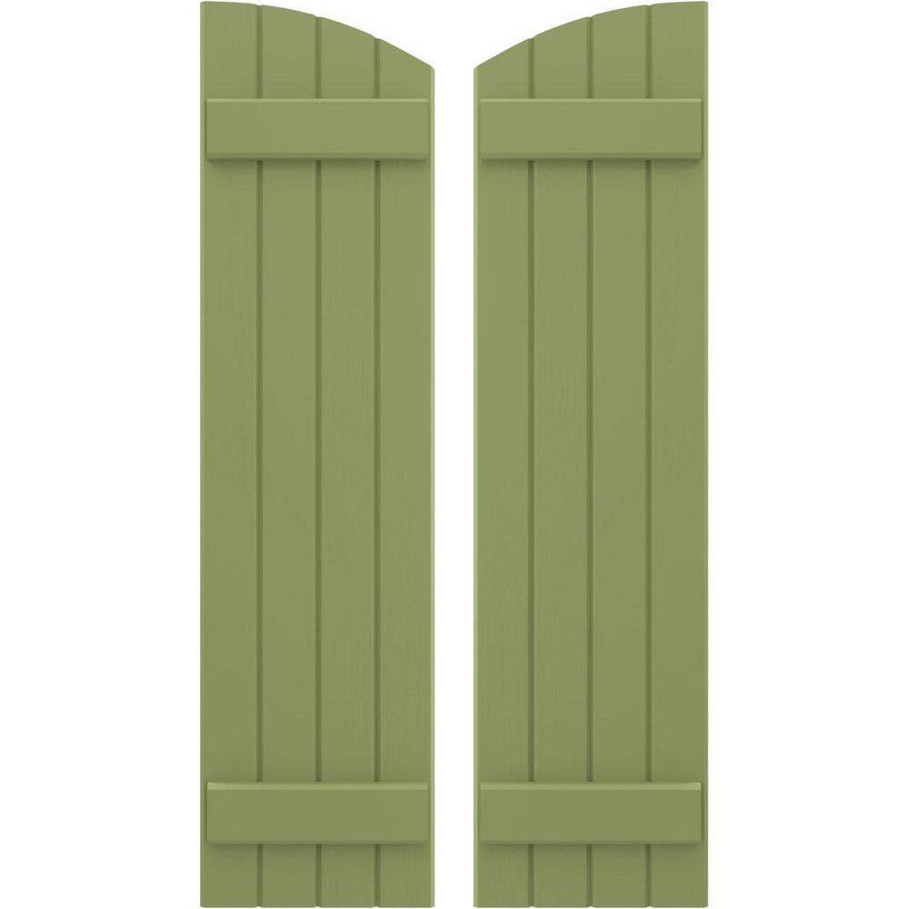 14 in. W x 43 in. H Americraft Exterior Real Wood Joined Board and Batten Shutters with Elliptical Top in Moss Green price history on PriceWatchPro
