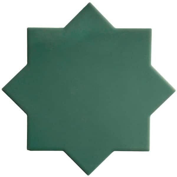 Seville Sage Green 7" Star with Pure White 5" Cross Matte Porcelain Wall and Floor Sample Tile (0.51 sq ft)