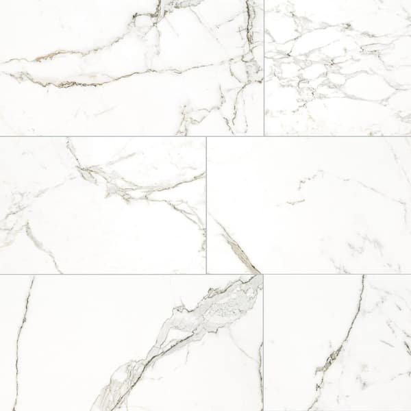 Regallo Calacatta Isla 12 in. x 24 in. Polished Porcelain Stone Look Floor and Wall Tile (542.36 sq. ft./Pallet)