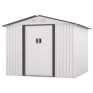 8 ft. W x 8 ft. D Large Metal Outdoor Storage Shed with Updated Frame Structure 64 sq. ft., White