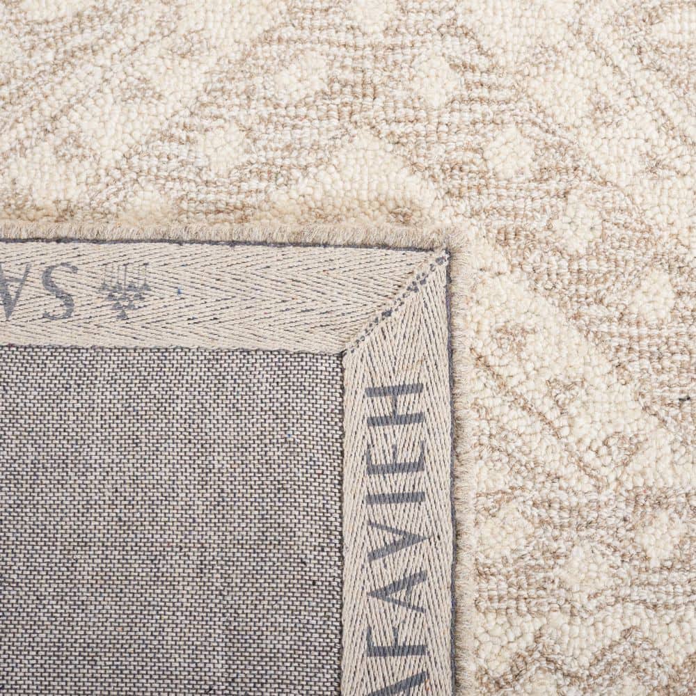 Elegant Ivory Tufted Wool Rectangular Rug, Handmade Non-Slip Design