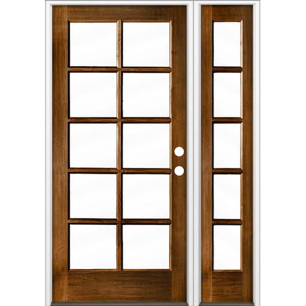50 in. x 80 in. French LH Full Lite Clear Glass Provincial Stain Hemlock Wood Prehung Front Door with RSL
