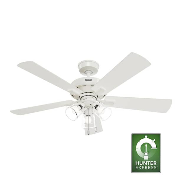 Hunter - Crestfield 52 in. Indoor Fresh White Ceiling Fan with Light Kit Included