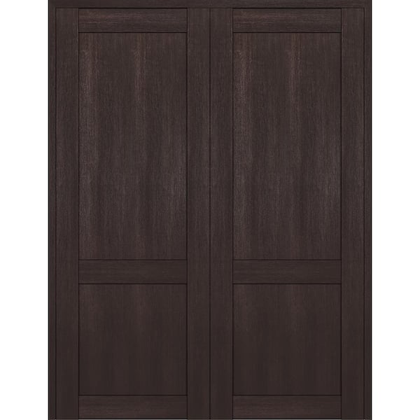 Belldinni 2 Panel Shaker 6080 in. Both Active Veralinga Oak Wood Composite Solid Core Double Prehung Interior Door