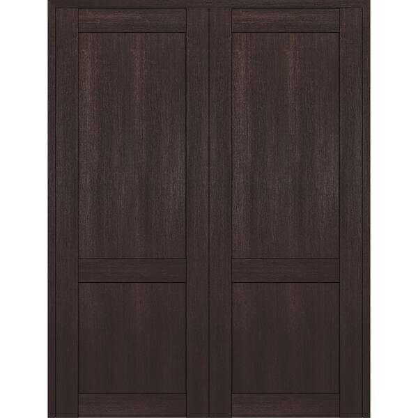 Belldinni 64 in. x 84 in. 2-Panel Shaker Both Active Veralinga Oak Wood Composite Solid Core Double Prehung Interior Door