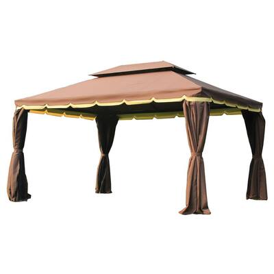Khaki for sale online Outsunny US84C-1160131 10/' x 13/' Outdoor Patio Gazebo Pavilion Canopy Tent with Curtains