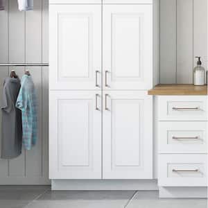 Greenwich Verona White 64.5 in. H x 18 in. W x 12 in. D Plywood Laundry Room Wall Cabinet Tower and Rod with 2 Shelves