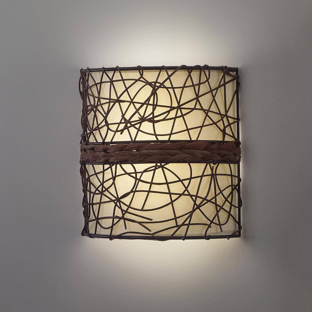 Catalina Brown Wicker LED Battery-Powered Wall Sconce