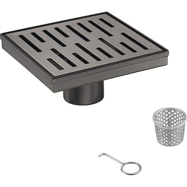 Elegante Drain Collection 6 in. Square Stainless Steel Drain Shower with Slot Pattern in Venetian Bronze