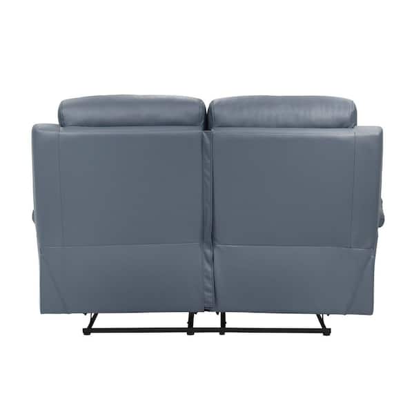 Lazzara Edelia 64 in. W Blue Leather Manual Double Reclining 2