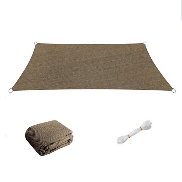 8 ft. x 12 ft. Outdoor Brown Sun Shade Sails Sun Protection UV Block Shade Canopy w/ Ropes for Backyard, Deck and Lawn