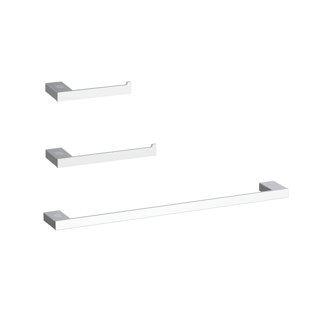 Timeless Home 3-Piece Bath Hardware Set with Toilet Paper Holder and Towel 