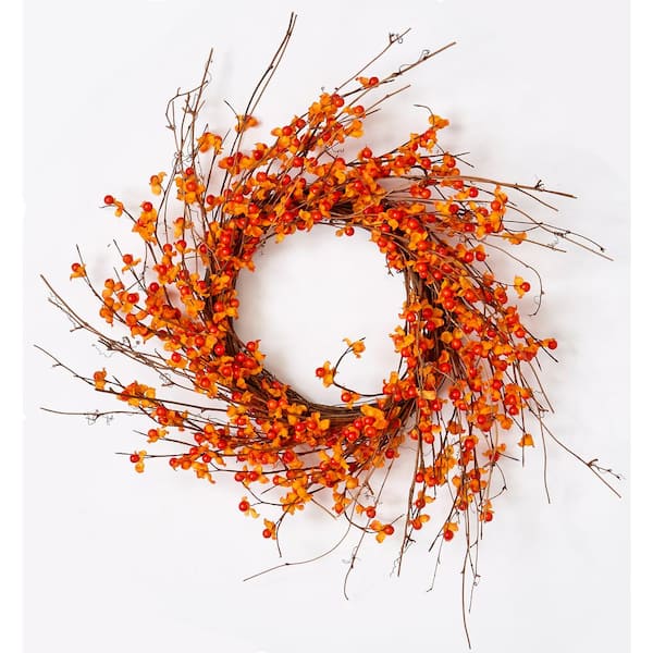 Unbranded 20 in. Artificial Bittersweet Wreath on Natural Twig Base