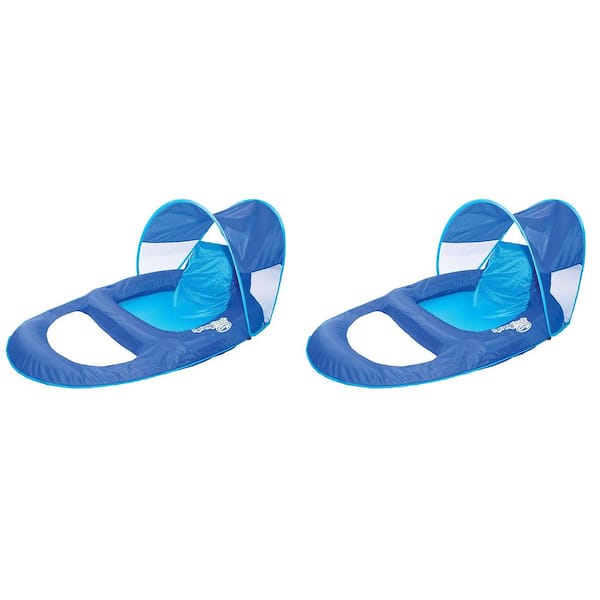 SwimWays Spring Vinyl Float Recliner with Canopy Water Summertime Lounge Seat (2-Pack), Number of People: 1
