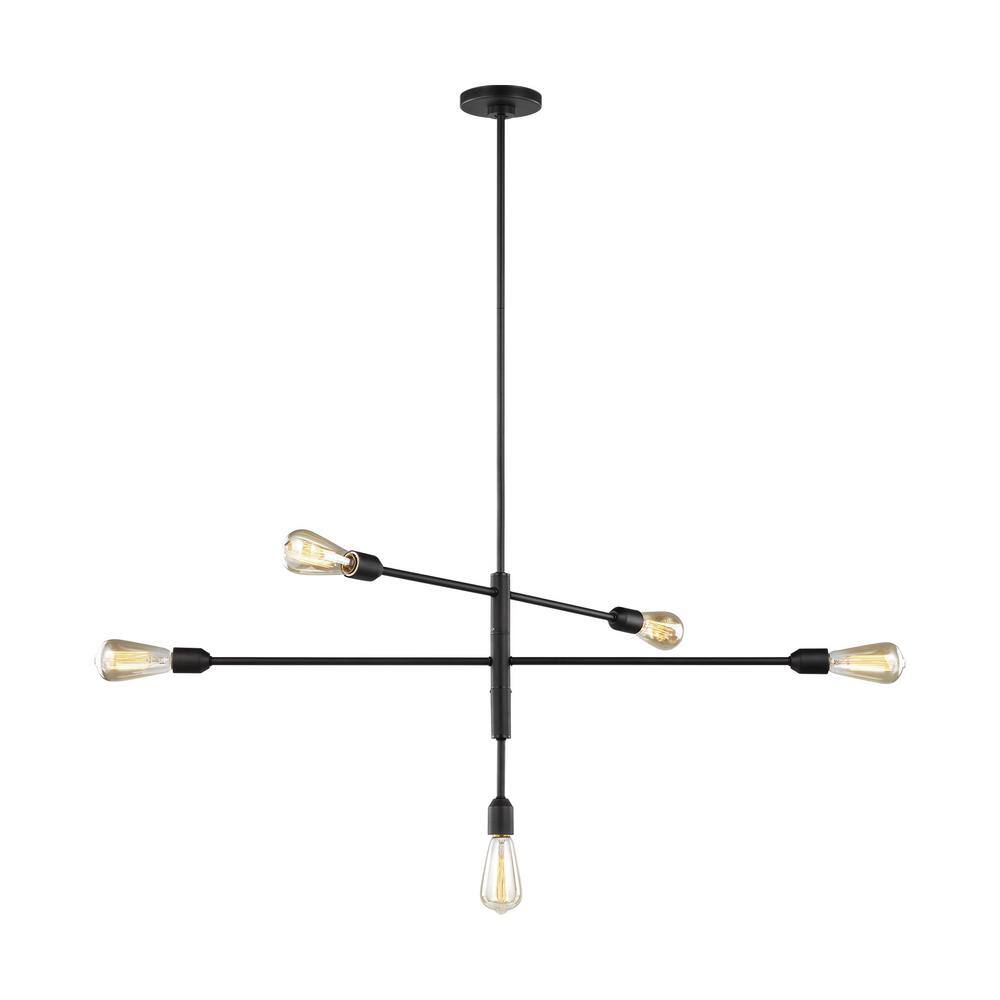 Midnight Black Steel 5-Light Sputnik Chandelier