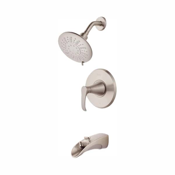 Pfister Brea Single-Handle 3-Spray Tub and Shower Faucet in Brushed Nickel with Waterfall Spout (Valve Included)