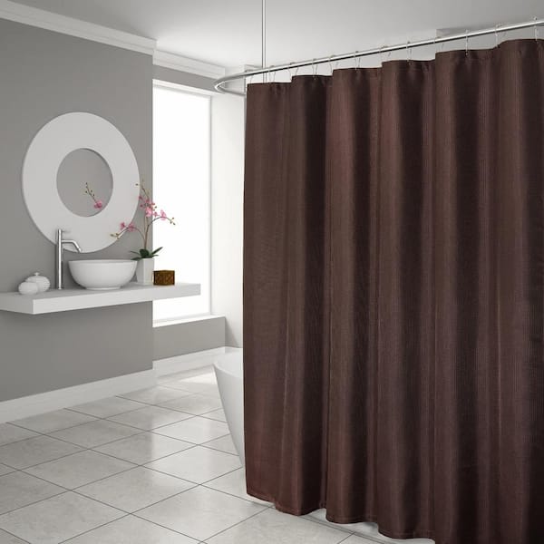 Dainty Home Hotel Waffle 70 In X 72, Chocolate Brown And Teal Shower Curtain