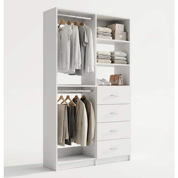 MODULAR CLOSETS Alto 42.75 in. W White Shaker Double Hang and 4