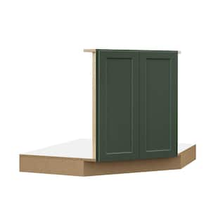 Designer Series Melvern 42 in W 24 in D 34.5 in H Partially Assembled Shaker Corner Sink Base Kitchen Cabinet in Forest