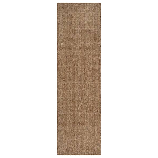 Plaid Sand/Natural Easy-Care Jute-Style Indoor/Outdoor Flat Woven 2 ft. 3 in. x 6 ft. Sand Area Rug