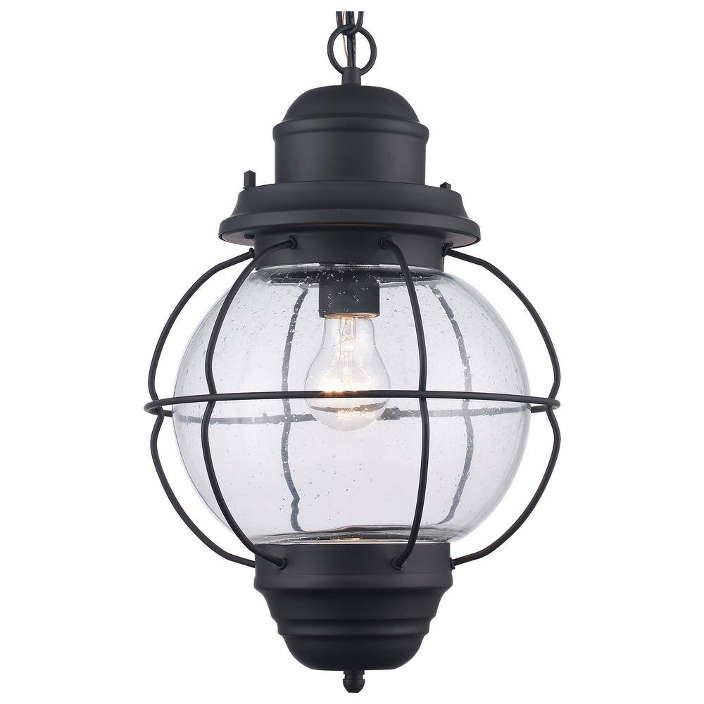 Black Seeded Glass Nautical Outdoor Hanging Lantern
